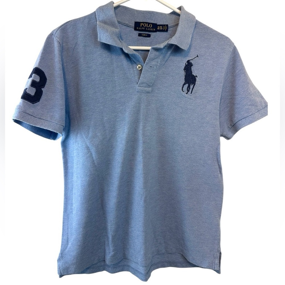 Ralph Lauren Youth Polo Shirt XL (18-20) – Blue with Large Logo School Uniform